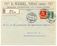 W.Tell: Brief Nidau nach Aarberg mit Tell 126I & 125III Marken